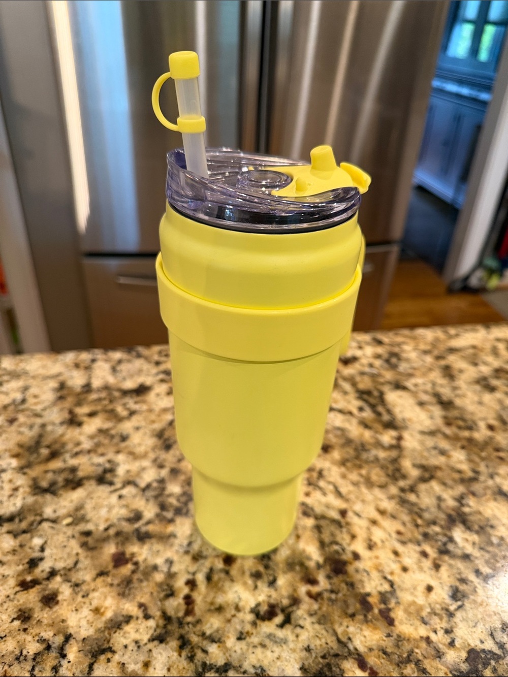 Primula Yellow Insulated Travel Tumbler with Straw